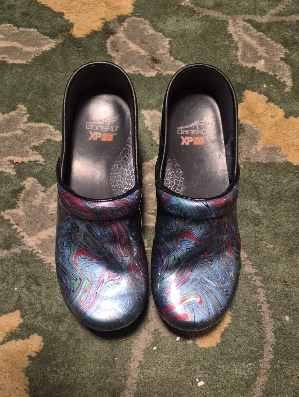 Dansko Women's Marbled Navy Blue Multi-Color Clogs